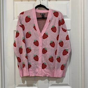 Ladies Hot Topic Strawberry Cardigan Sweater size L